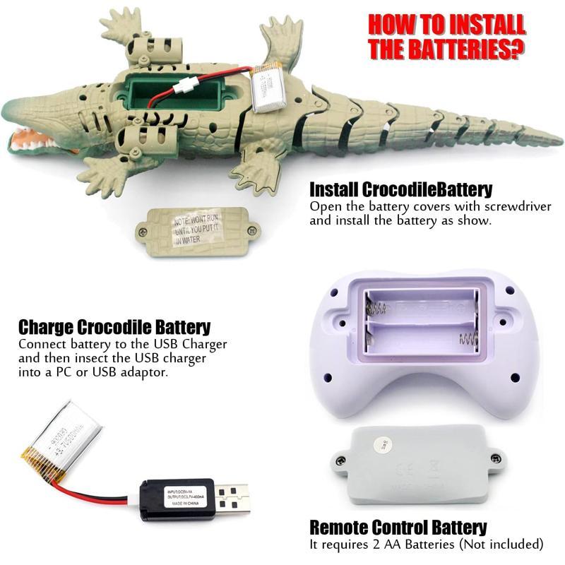 Remote Control Crocodile Electric Boat Toy, Animal Water Toy, Outdoor Toy Gift Box, Suitable for Swimming Pool, Bathtub or Lake Swimming Toy