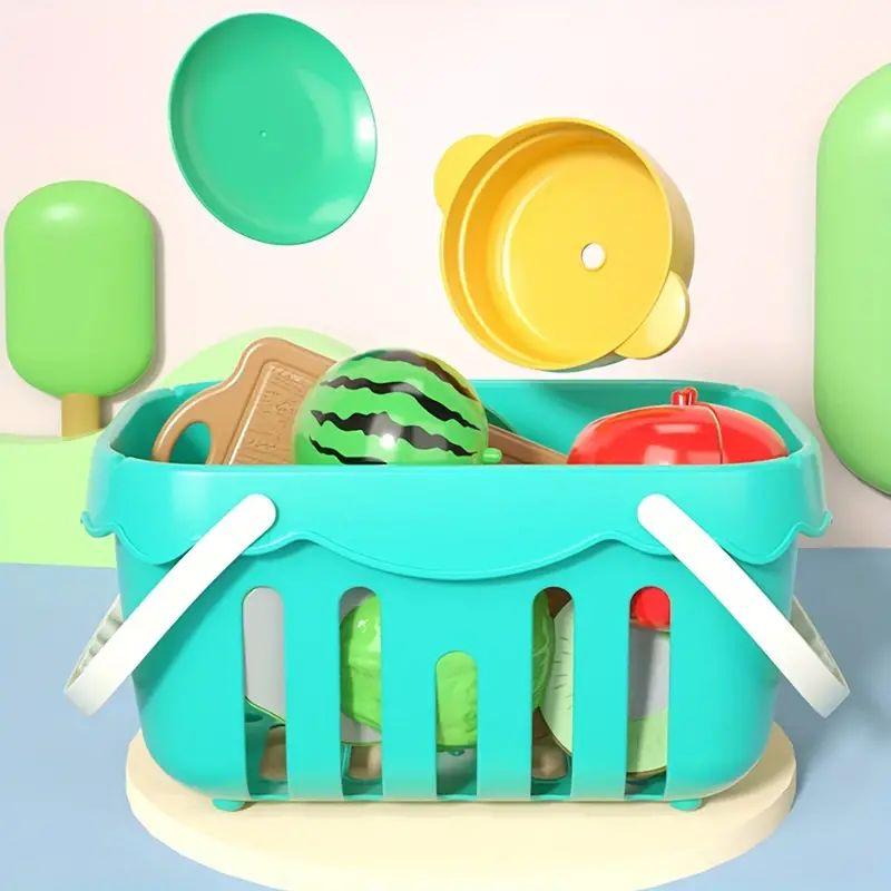 Fun Cutting Food, Fruit And Vegetable Toys, Pretending Food Toy Set, Suitable For Children, Girls, And Boys, Early Basic Skills Development 17 Pieces(Accessories Color Random)