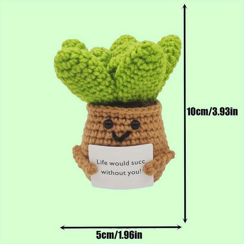 Cute Positive Emotional Support Pickle Design Knitted Wool Ornament, 1 Count Handmade Mini Funny Pickle Decor, Crochet Gift