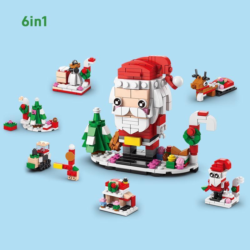 Christmas 2024 Building Blocks(605pcs) - 12 Day Countdown Calendar Gift Box - 6 in 1 Christmas Tree Elk Santa Track Car Blocks Bricks