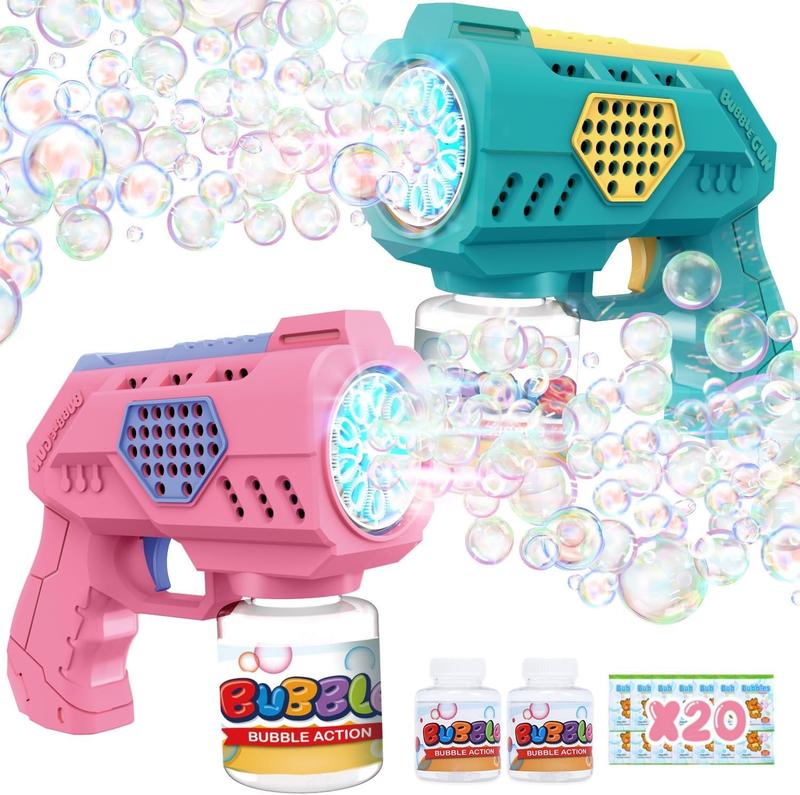 Christmas gift for kids Bubble Guns for Toddlers 2 Packs, LED Light Automatic Bubble Machine Gun for Kids 4-8, Bubble Toys with Bubble