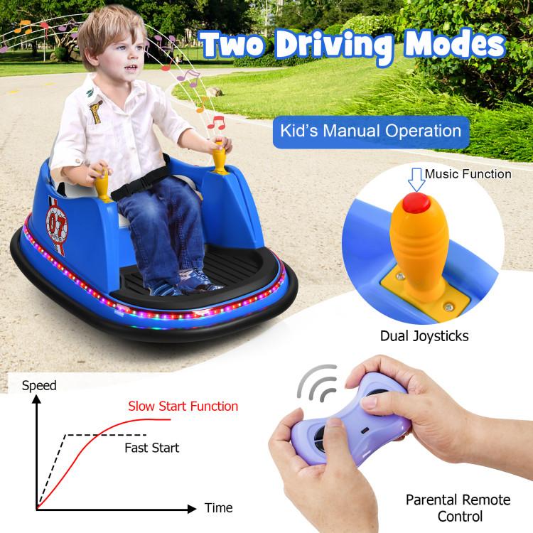 12V Toddler Bumper Car, Battery Powered Baby Ride on Bumper Car, Dual Joysticks, Flashing LED Light & Music,360 Degree Spin, Electric Vehicle Ride on Toys w Remote Control, Gift for Boys Girls.