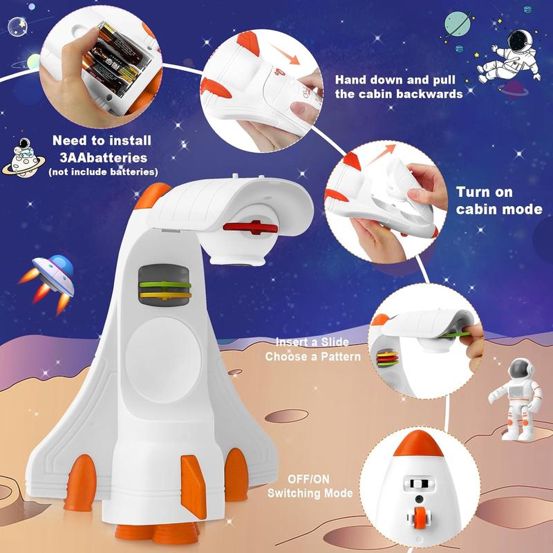 CS COSDDI Drawing Projector for Kids, Projection Drawing Board Kids,Space Shuttle Drawing Projector for Kids with Rocket Ship Toys for Kids,Kids Drawing Projector with 66 Patterns