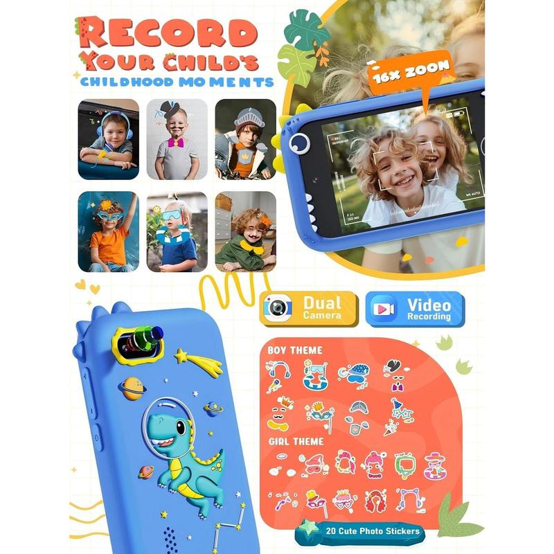 Dinosaur Toys for Kids 3-5 Kids Smart Phone Boys for 3 4 5 7 6 8 10 Year Old Birthday Gift Ideas with 8G SD Card