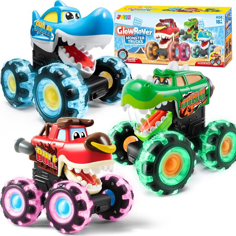 [SUPER SALE] 51%Christmas Gift 3 Pack Monster Truck Toy, Motion Activated Light-Up Cars, Press & Go Cars for Boys Girls