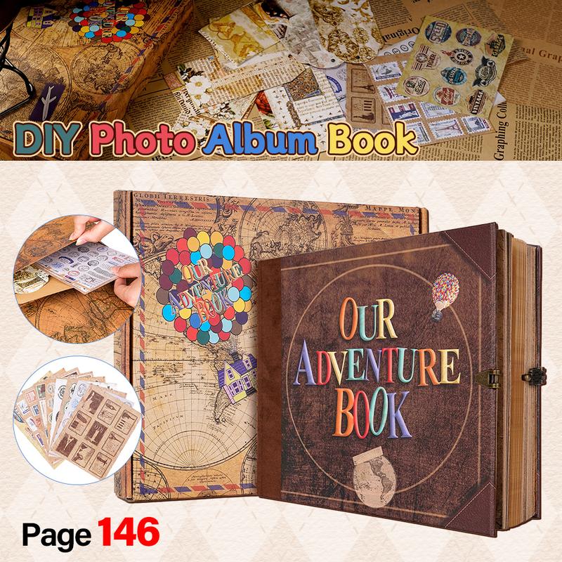 Our Adventure Book Scrapbook Photo Album Retro Style Embossed Letter Cover Travel Diary Journal Scrap Book Kit Gifts