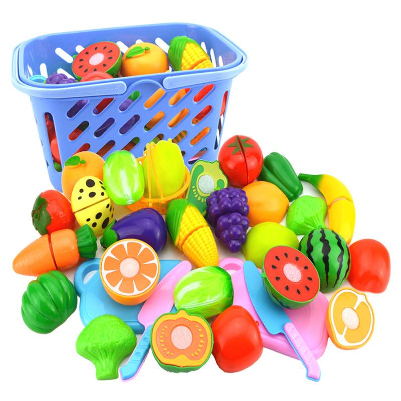 12pcs cut fruits and vegetables to play in children's kitchen DIY toy set