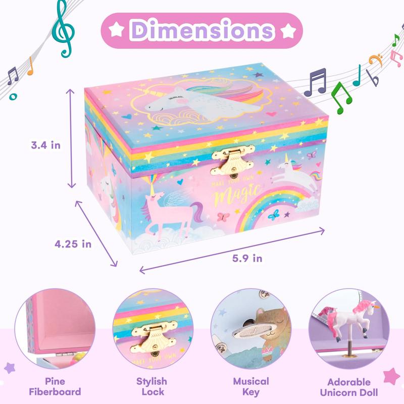 Christmas gift for kids Jewelry Box for Girls, Cotton Candy Unicorn Musical Jewelry Boxes, The Beautiful Dreamer Tune and Spinning Unicorn Doll, Toys for Girls