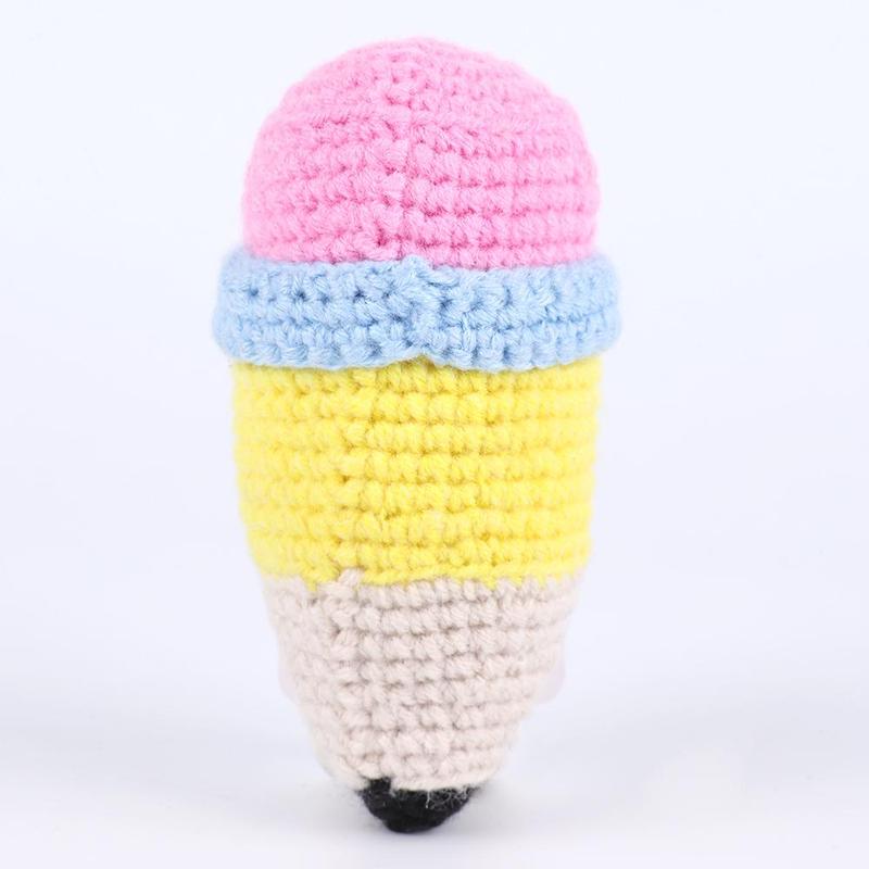 Cartoon Pencil Design Crochet Ornament, 1 Count Cute Pencil Design Plushie, Creative Decoration Craft, Desk Decorations for Home Office School