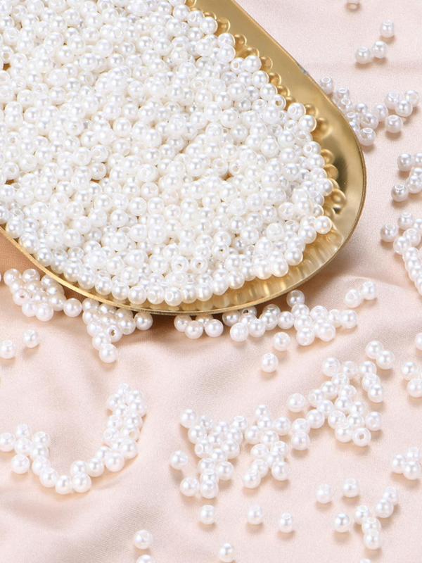 Elegant Faux Pearl Decor Beads, 2400pcs set Trendy Minimalist Beads, Chic Luxury Material for Bracelet & Earrings & Necklace & Headwear DIY