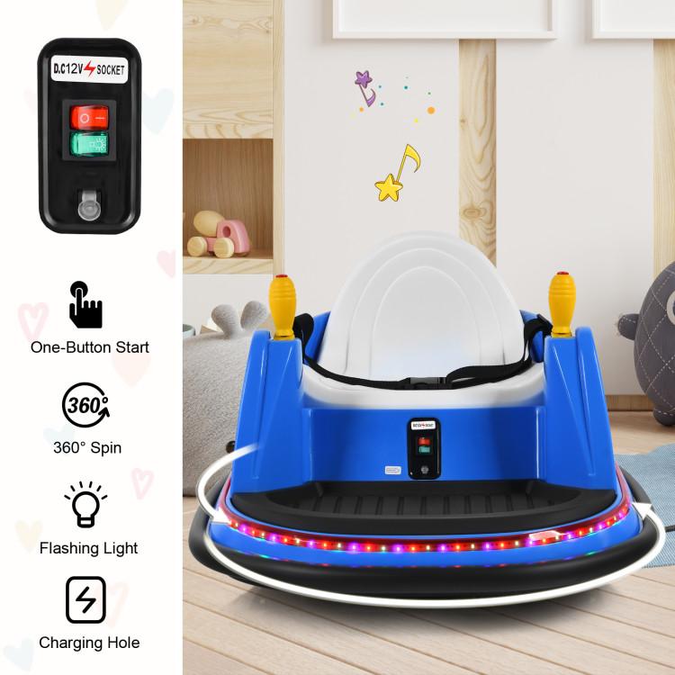 12V Toddler Bumper Car, Battery Powered Baby Ride on Bumper Car, Dual Joysticks, Flashing LED Light & Music,360 Degree Spin, Electric Vehicle Ride on Toys w Remote Control, Gift for Boys Girls.