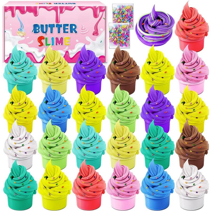 25-Pack Children's Butter Slime Set, Stress Relief Toys for Boys and Girls, Scented DIY Slime Toys for Party Favors, Soft and Non-stick, Birthday Gifts for Boys and Girls