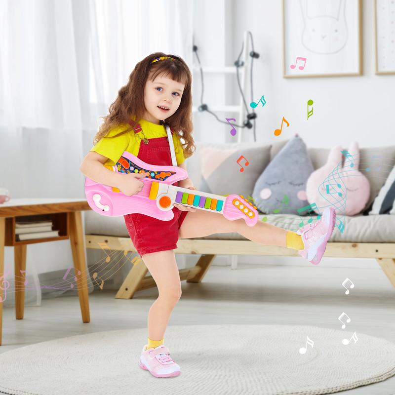 Musical Toys Kids Guitar 2 in 1 Musical Instruments for Kids Piano Toddler Toy Guitar with Strap Electric Guitar Music Toys for 3-6 Year Old Boys Girls Gifts