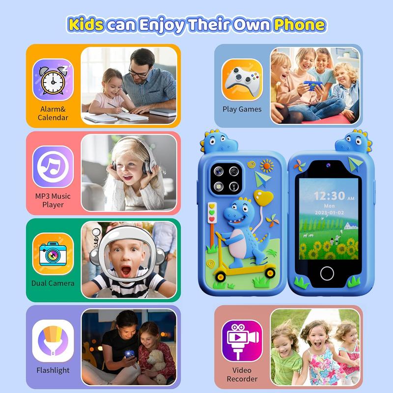 Kids Toy Smartphone, Birthday Gift Unicorn Toy, Touch Screen HD Dual Camera, Interactive phone toy, Travel Toy, Learning Educational Phone with 8GB SD Card, Birthday Gift christmas 2024 ornament Smartphone Toy Kids Smart Kids Smart