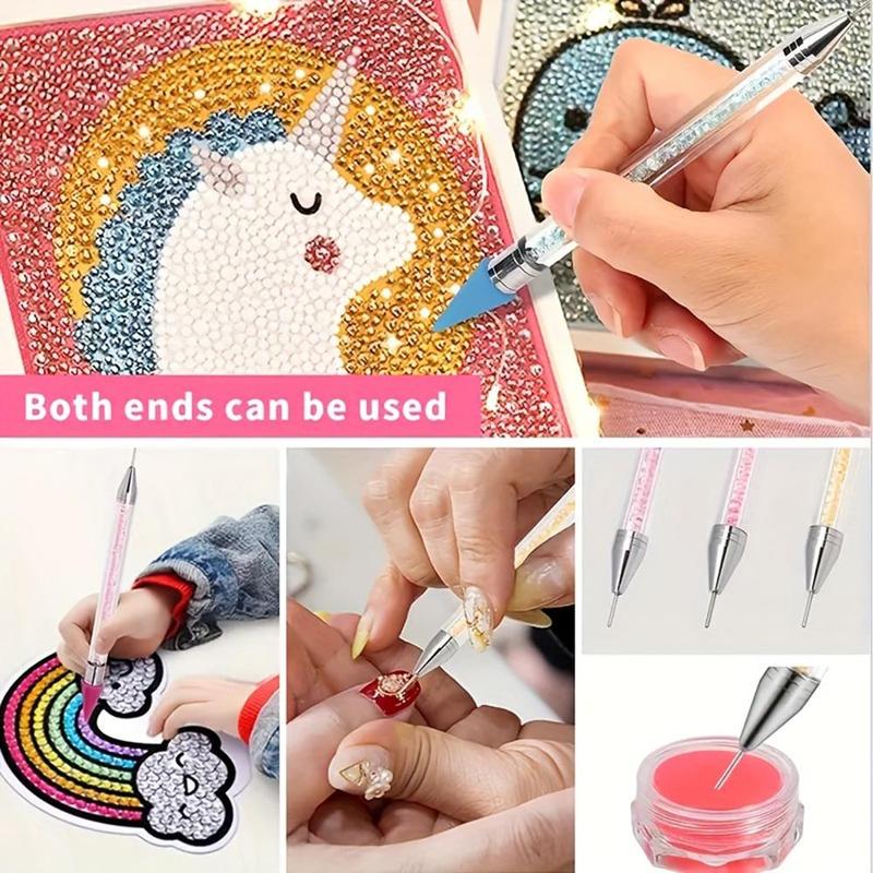 Random Color Diamond Art Painting Tool, 2 Counts Self-adhesive Drill Pen Replacement Tip, Suitable for 5D DIY Painting Crafts Cross Nail Point Pen, Christmas Gift