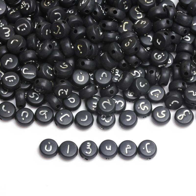 200Pcs 7mm DIY Arabic Beads Round Acrylic Handmade Jewelry Accessories