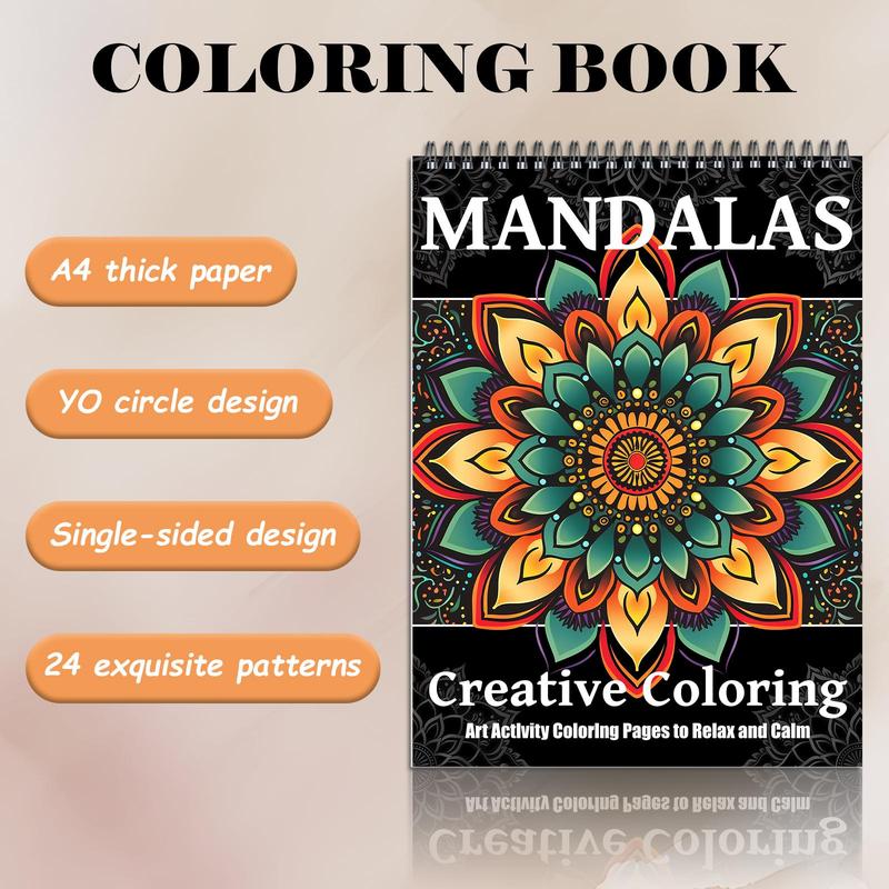 Regular Mandala Theme Coloring Painting, Delicate Closed-loop Design Pattern Layered From The Inside To The Outside, Perfect Gift