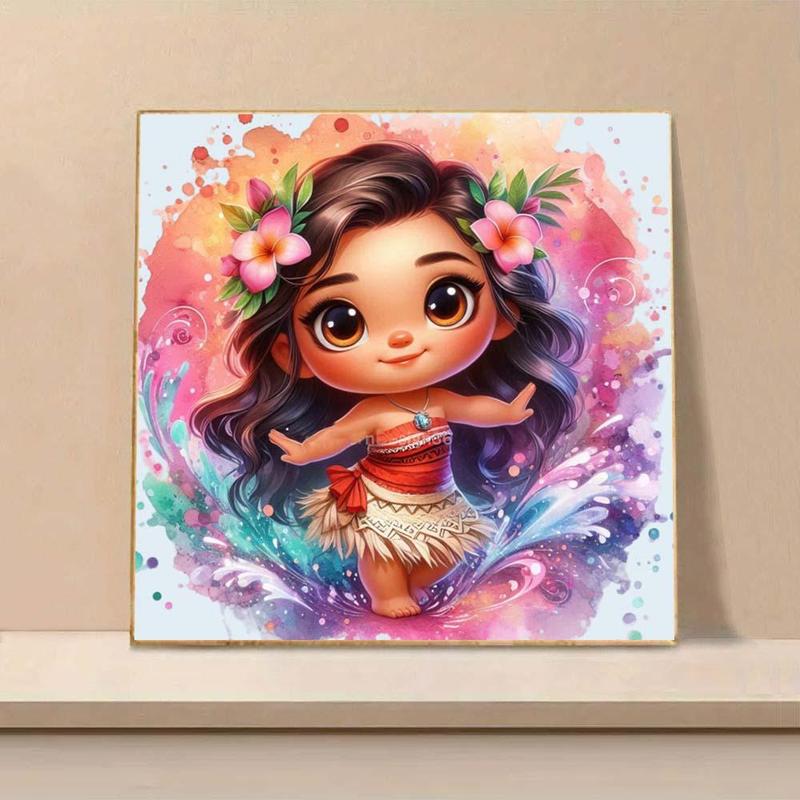 Disney Long Hair Little Princess Lilo Pattern DIY Diamond Art Colorful Painting Kit without Frame, 1 Set DIY 5D Diamond Colorful Painting for Room Home Wall Decor