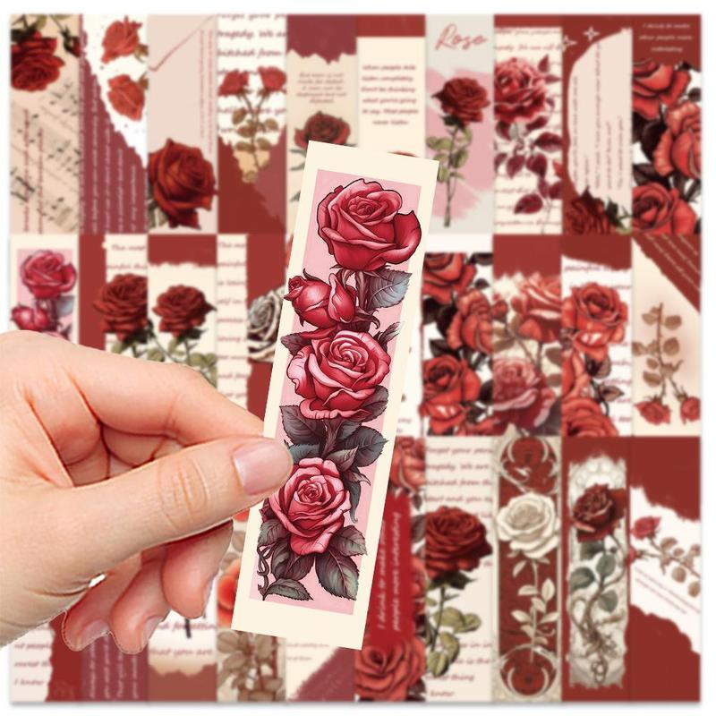 Romantic Rose Series Bookmark, 30pcs set Colorful Creative Bookmark, DIY Decorative Paper Card for Scrapbooking & Journal Making