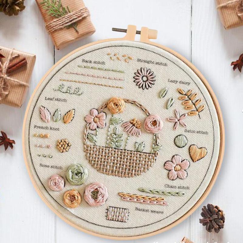 Embroidery Kit for Beginners, Embroidery Kit with Hoop, Handmade Unfinished Products, Needlework Craft, Detailed Instructions