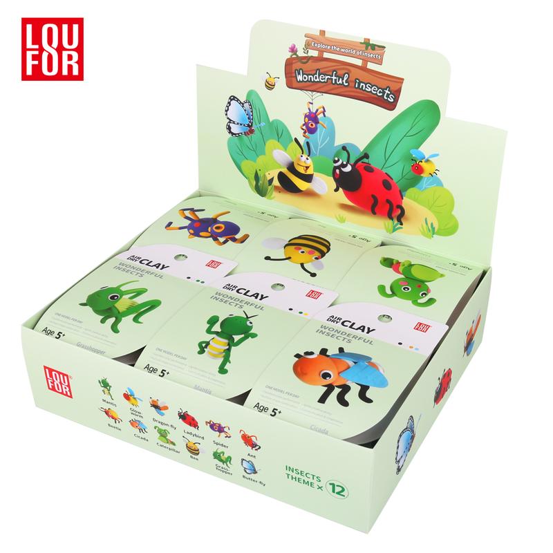 DIY Air Clay Craft Kit - Cute Insects - 12 Boxes of Soft and Ultra Light Clay for Kids, Safe and Non-Toxic with Guided Tutorials