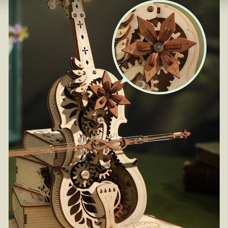 ROKR 3D Wooden Puzzles for Adults,Wooden Music Box Kits-Cello Wood Model Kits for Adults to Build,Stem Projects for Kids Ages 12-16,Birthday Gifts Christmas Gifts Hobbies for Women Men Halloween Gifts