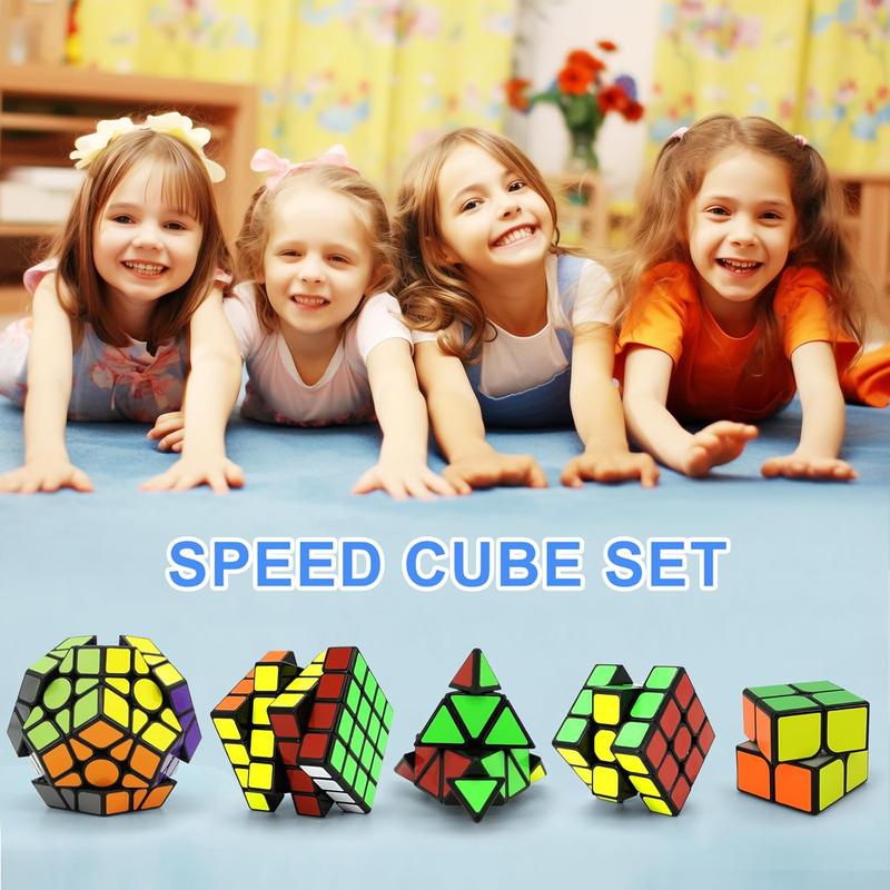 Speed Cube Set 5 Pack, 2x2 3x3 4x4 Megaminx and Pyramid Cube, Puzzle Cube Toy Brain Game Gift for Kids Adults