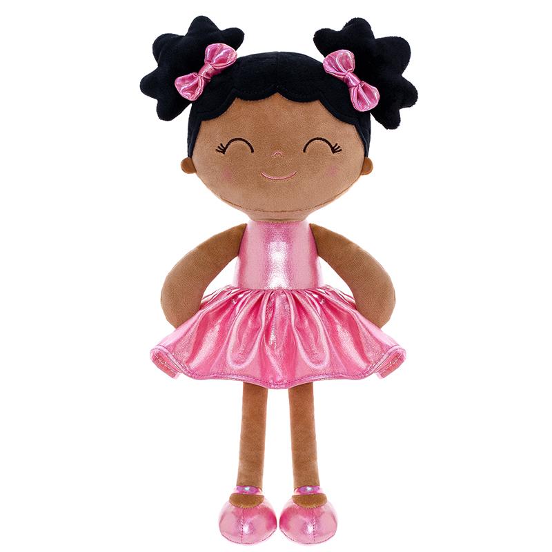 Plush Curly Doll Toys Baby Girl Gift Christmas Gifts for 0 to 6 Years Girls  with Tanned Rose Dress 11 inches