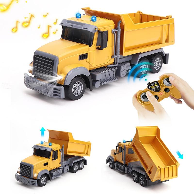 1:24 Six-way Remote Control Lighting 2.4G Frequency Dump Engineering Truck, Simulated Outdoor Activity Toy, Suitable for Children Over 3 Years Old, Stocking Fillers Gift