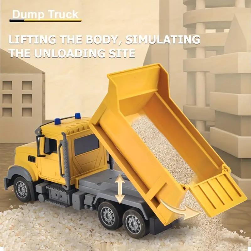 1:24 Six-way Remote Control Lighting 2.4G Frequency Dump Engineering Truck, Simulated Outdoor Activity Toy, Suitable for Children Over 3 Years Old, Stocking Fillers Gift