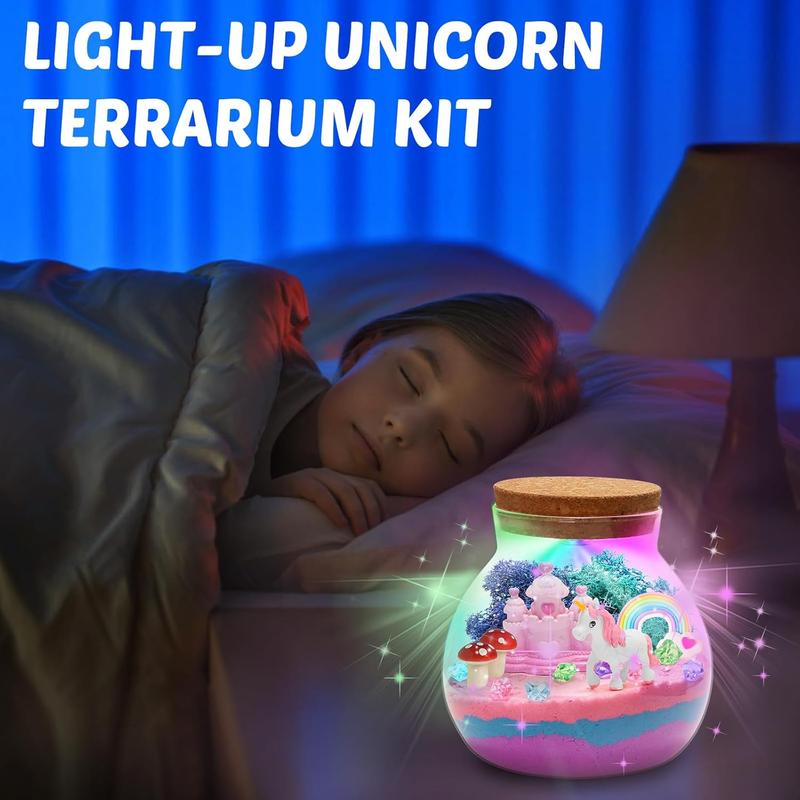 Christmas gift Night Light Unicorn Terrarium Kit for Kids: Christmas Gift  DIY Unicorn Arts & Crafts Kit for Girls Aged 4-8 Magical Gift