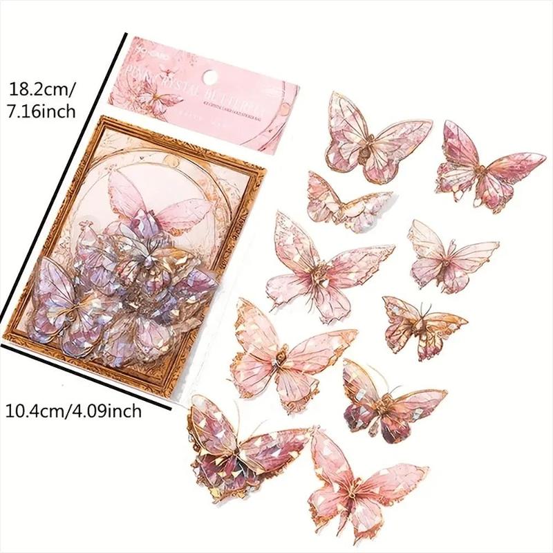 Laser Butterfly Decoration, 20pcs set Retro Decor Sticker for Diy Scrapbook, Diary Journal Notebook, Gift for Friends, Desk Office Accessories, Boyfriend Gift