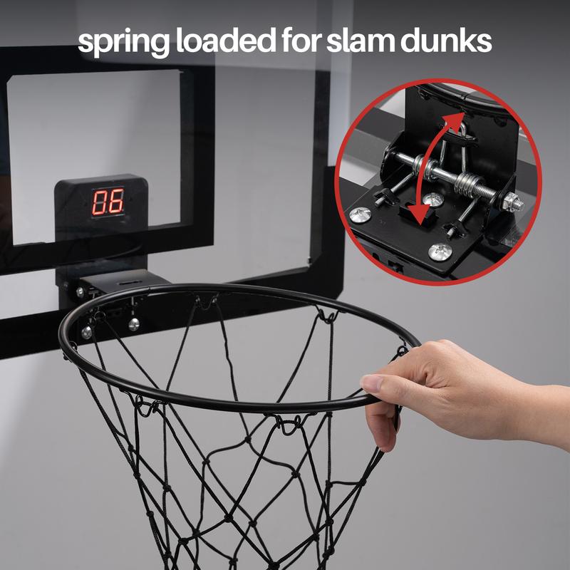 Geyiie Indoor Basketball Hoop with Electronic Scoreboard Over The Door 4 Balls Different Sizes Choice indoor mini basketball toy electronic scoreboard