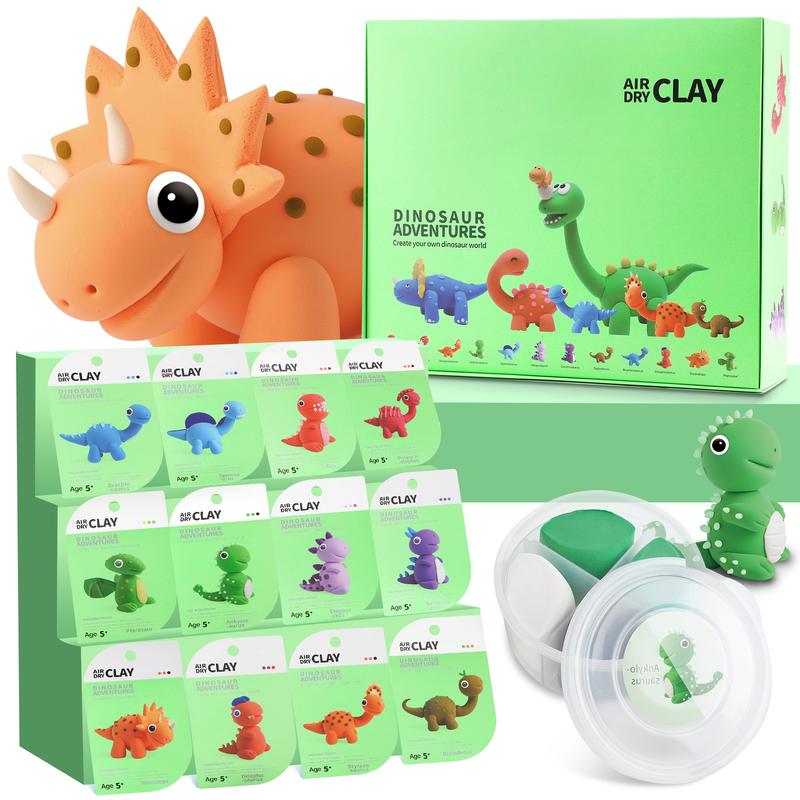 12 Boxes DIY Clay, Animals Dinosaur Space Adventures - Air Dry Clay, Soft & Ultra Light, DIY Craft Easy to use, Modeling Clay Air Dry, Black Friday, Cyber Monday, Christmas Gifts for Children