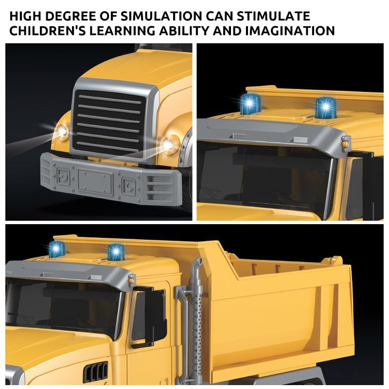 1:24 Six-way Remote Control Lighting 2.4G Frequency Dump Engineering Truck, Simulated Outdoor Activity Toy, Suitable for Children Over 3 Years Old, Stocking Fillers Gift