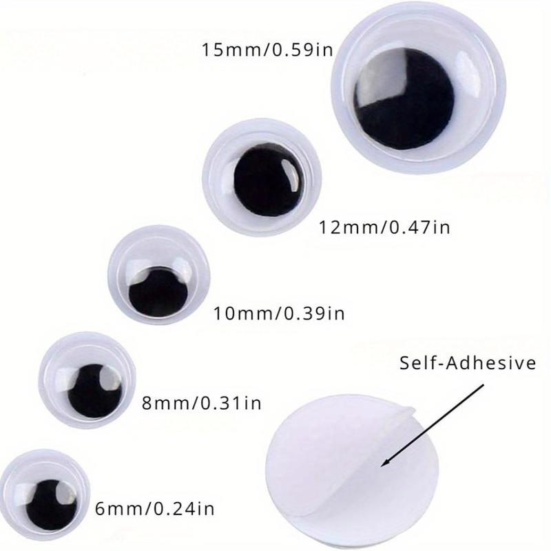 Self-adhesive Wiggle Googly Eyes, 100pcs set Mixed Size Black Wiggle Googly Eyes, Party Accessories for DIY Craft, Home Decor