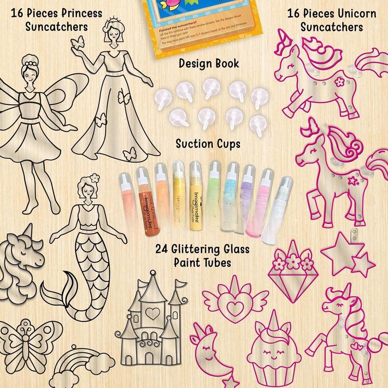 Window Art Princess & Unicorn | Suncatcher Kit | Unicorn Gifts for Girls Age 6-8 | Arts and Crafts for Kids Ages 8-12 | Birthday Gifts for Girls & Boys | Stained Glass Kit Toys for Ages 8-13