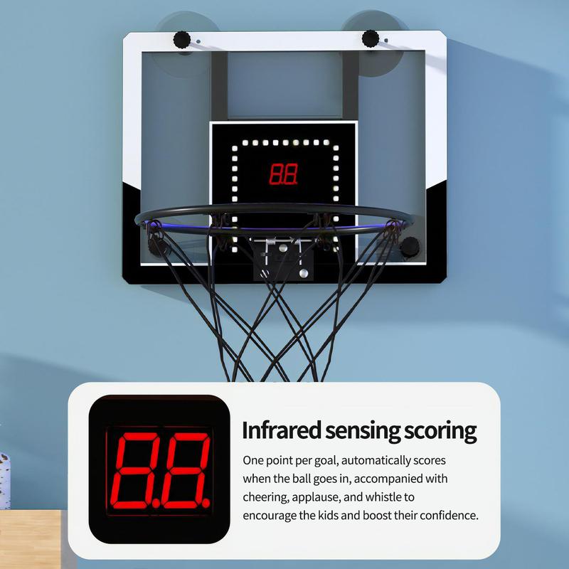 Geyiie Indoor Basketball Hoop with Electronic Scoreboard Over The Door 4 Balls Different Sizes Choice indoor mini basketball toy electronic scoreboard