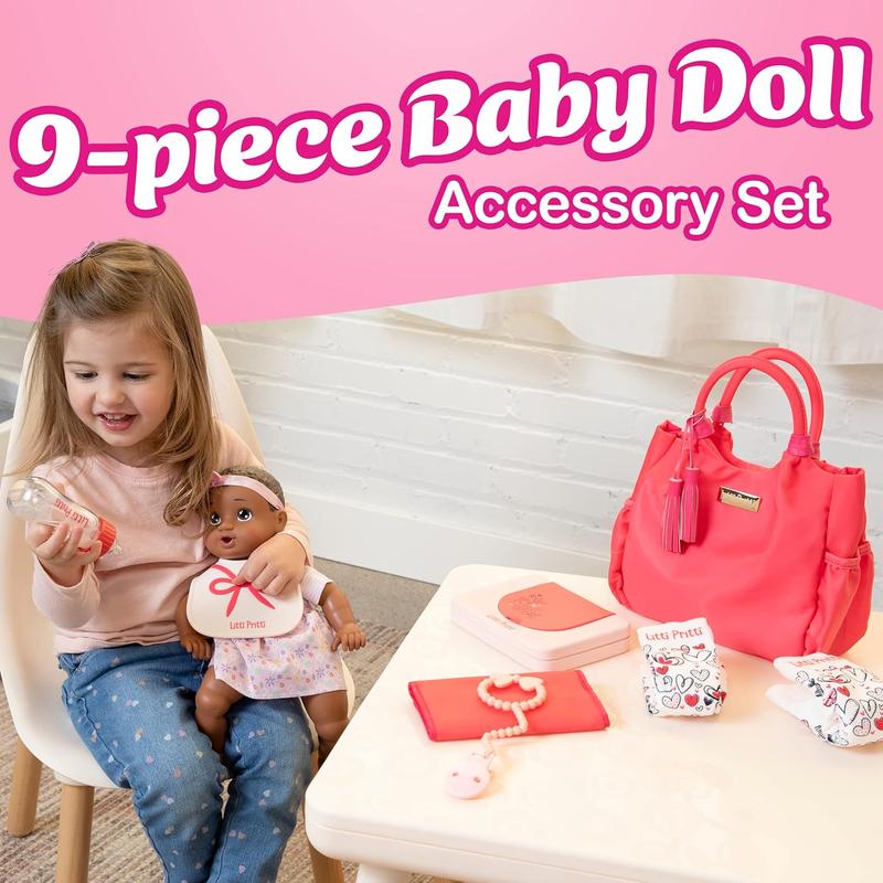 Baby Doll Diaper Bag Set -Playtime Playset for Baby Dolls - Baby Doll Diapers,  Bottle, Wipes and More - Toy for 3 4 5 6 7 8 Year Old - Gifts for Toddler Girls Multi