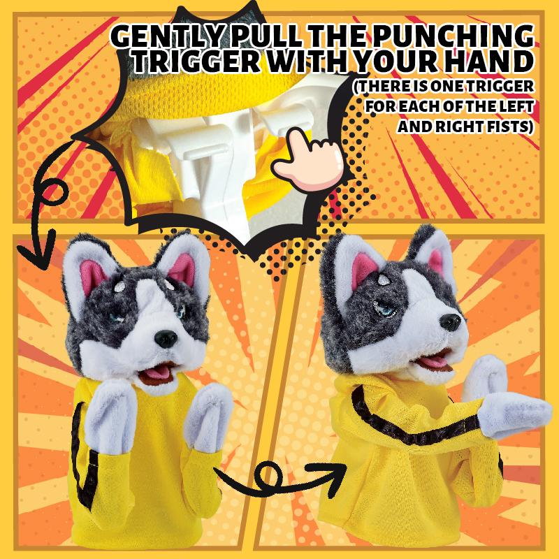 Fighting Boxing Dog Hand Puppet Toy for Kids, Boxing Husky Dog Hand Puppet, Game Plush Toy, Electric Tricky Interactive Plush Toy