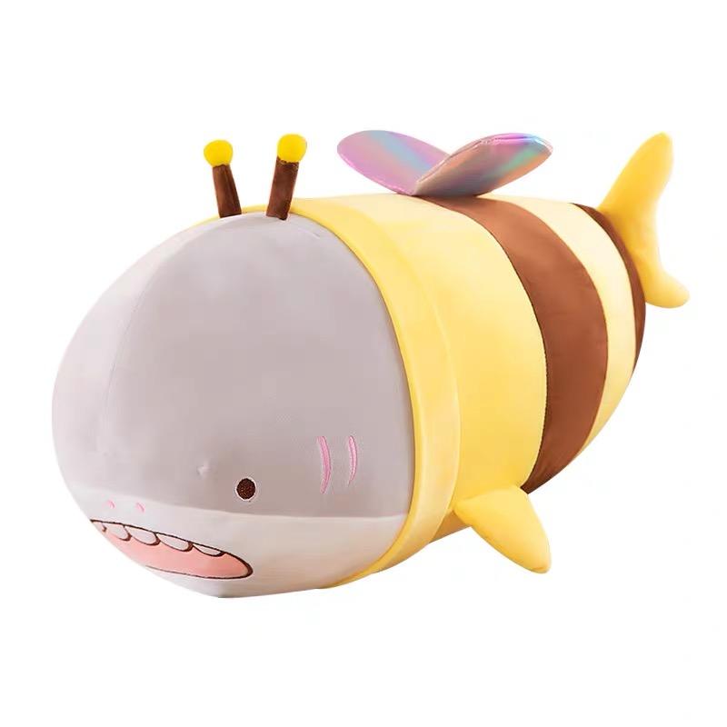 Shark bee venting plush toy Shark bee doll Living room cushion Girl birthday children gift Cloth doll Pillow Sleeping Cute Leg Pinch