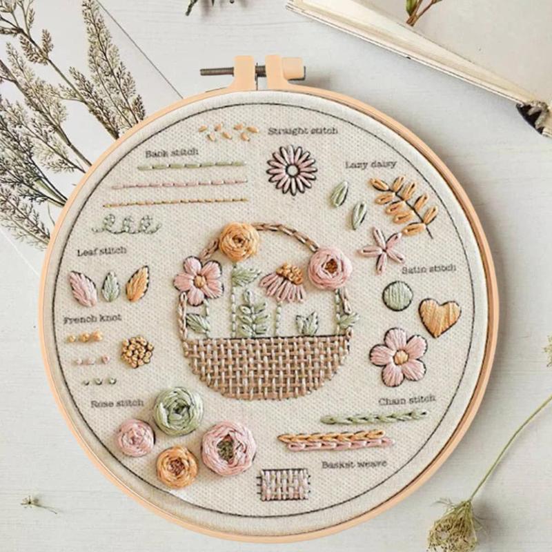 Embroidery Kit for Beginners, Embroidery Kit with Hoop, Handmade Unfinished Products, Needlework Craft, Detailed Instructions