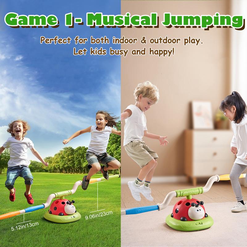 3 in 1 Ladybug Musical Jump, Ring Toss Game and Stomp Rocket, Sports & Outdoor Play Toys, Outdoor Toys with Remote Control