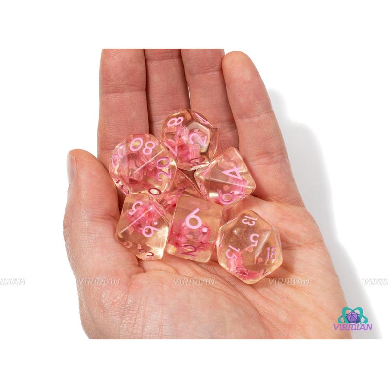 Pink Flower | Resin Translucent Dice Set (7)