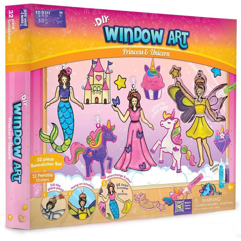 Window Art Princess & Unicorn | Suncatcher Kit | Unicorn Gifts for Girls Age 6-8 | Arts and Crafts for Kids Ages 8-12 | Birthday Gifts for Girls & Boys | Stained Glass Kit Toys for Ages 8-13