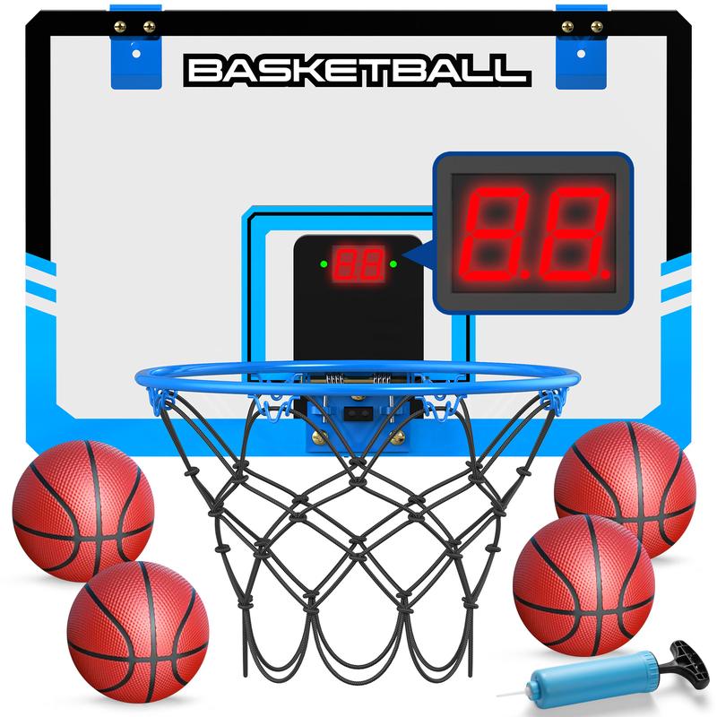 Geyiie Indoor Basketball Hoop with Electronic Scoreboard Over The Door 4 Balls Different Sizes Choice indoor mini basketball toy electronic scoreboard