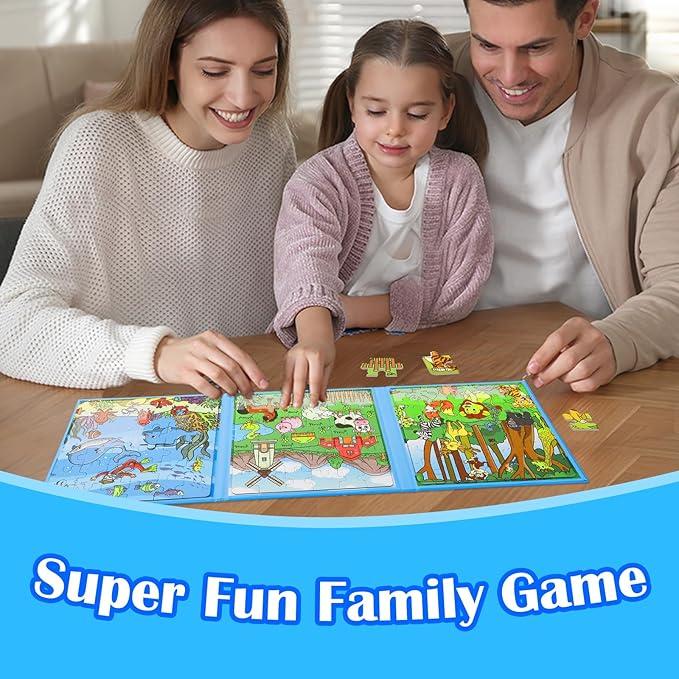 Puzzles,Magnetic Puzzles for Young learners Age 4-6,Sequence Cards for Kids，3 in 1Magnetic Jigsaw Puzzle Book，Story Telling Cards,Airplane Car Road Trip Activities,Travel Activities,Preschool Learning Toys, Include Dinosaur，Animal，Fairy tale Three themes