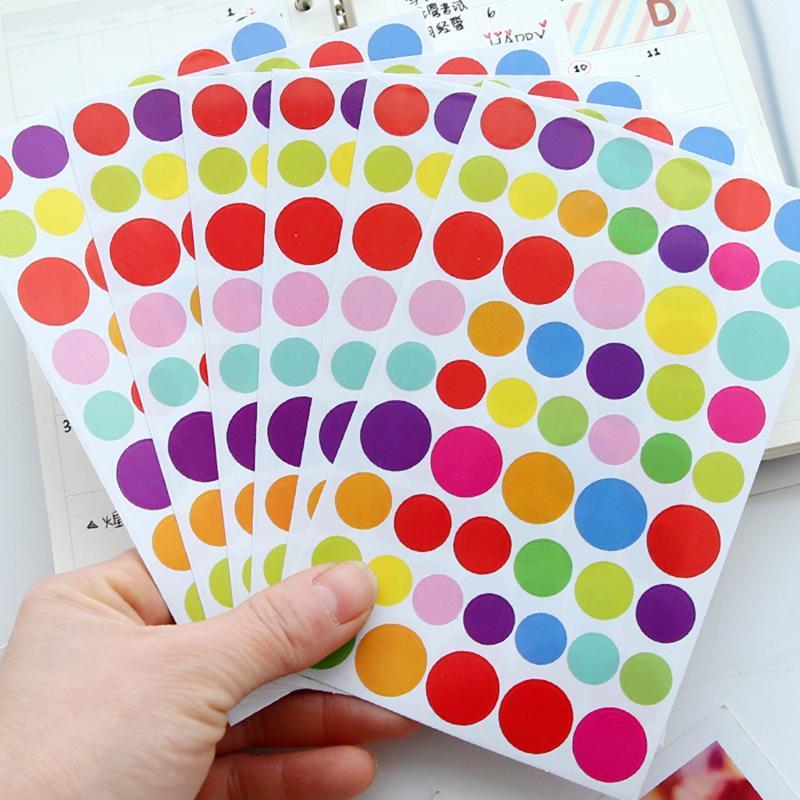 6 Sheets Heart star polka Dot Shaped Sticker, Colorful Decorative Sticker For DIY Scrapbooking Photo Album Diary