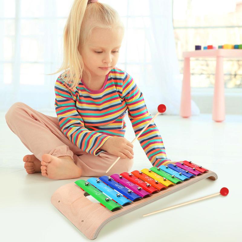 Rainbow Wooden Hand Xylophone, Colorful Xylophone Music Toys, Color Cognition & Music Development, Music Preschool Educational Toys For Boys Girls