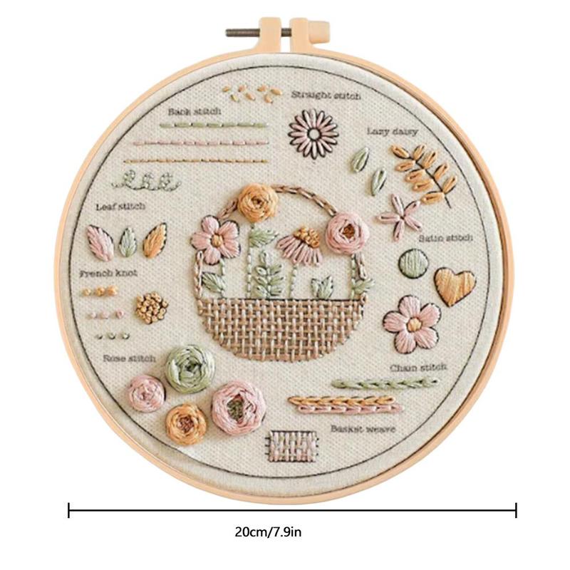 Embroidery Kit for Beginners, Embroidery Kit with Hoop, Handmade Unfinished Products, Needlework Craft, Detailed Instructions